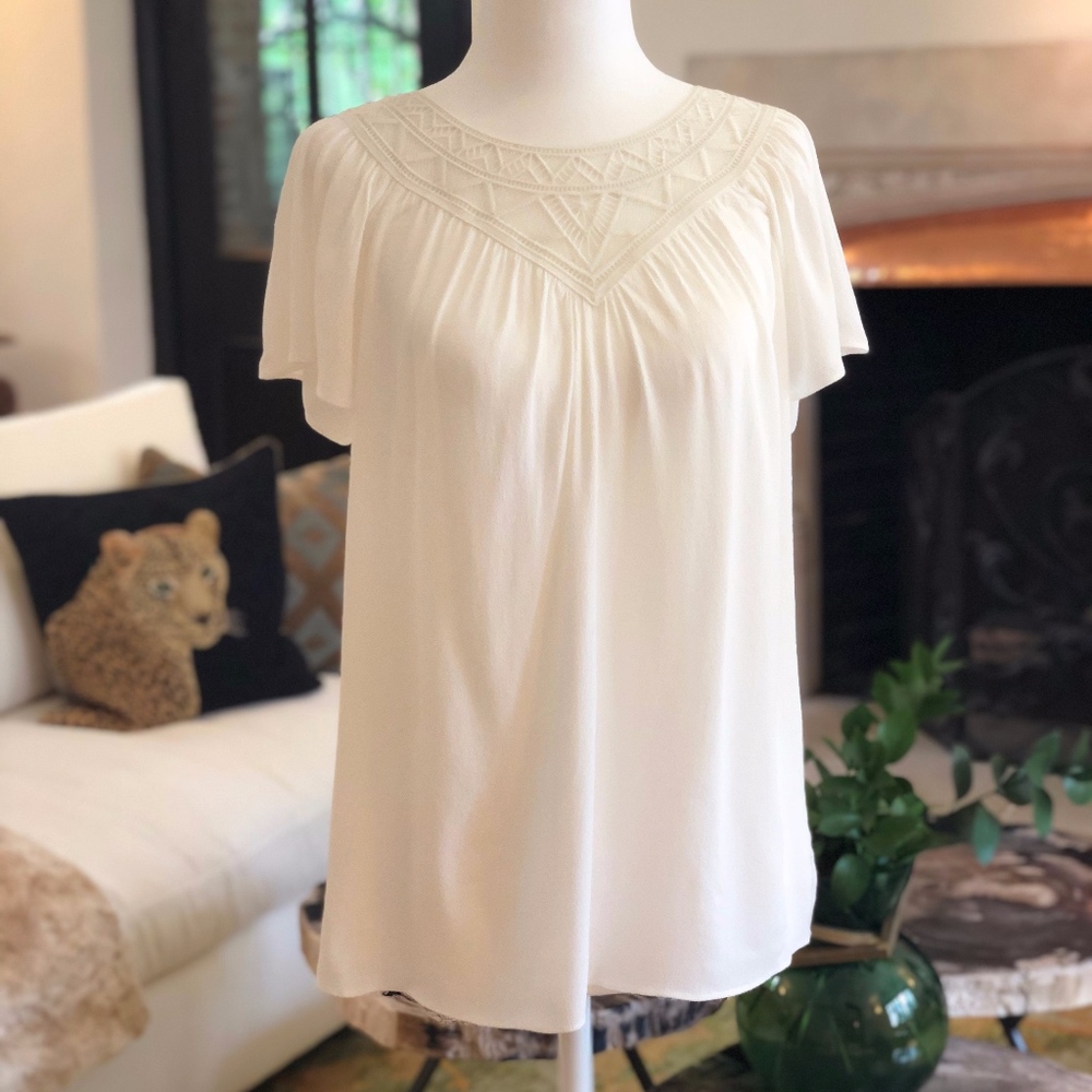 Rebecca Taylor Slub Top with Lace